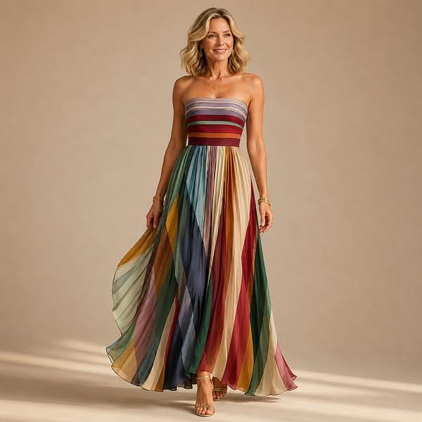 Robe Longue Bustier Plissée Élégance